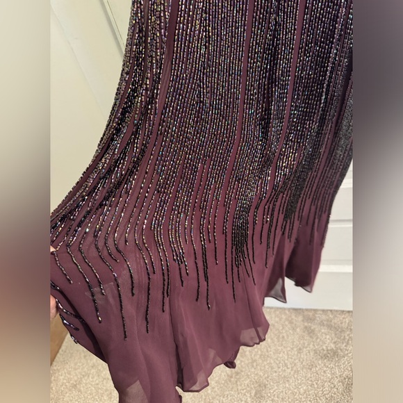 Robin Elliott Burgundy Sequin Cocktail Dress with Matching Shawl & Shoes Size 10 - Picture 4 of 14